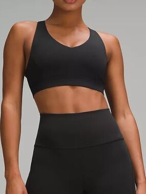 lululemon athletica Black V‑Neck Support Sports Bra